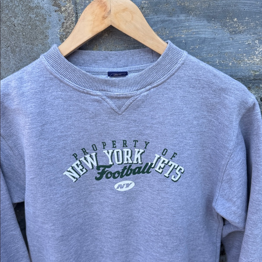 Y2K New York Jets Sweatshirt Mediuk Gray Reebok Vtg Pullover nfl football